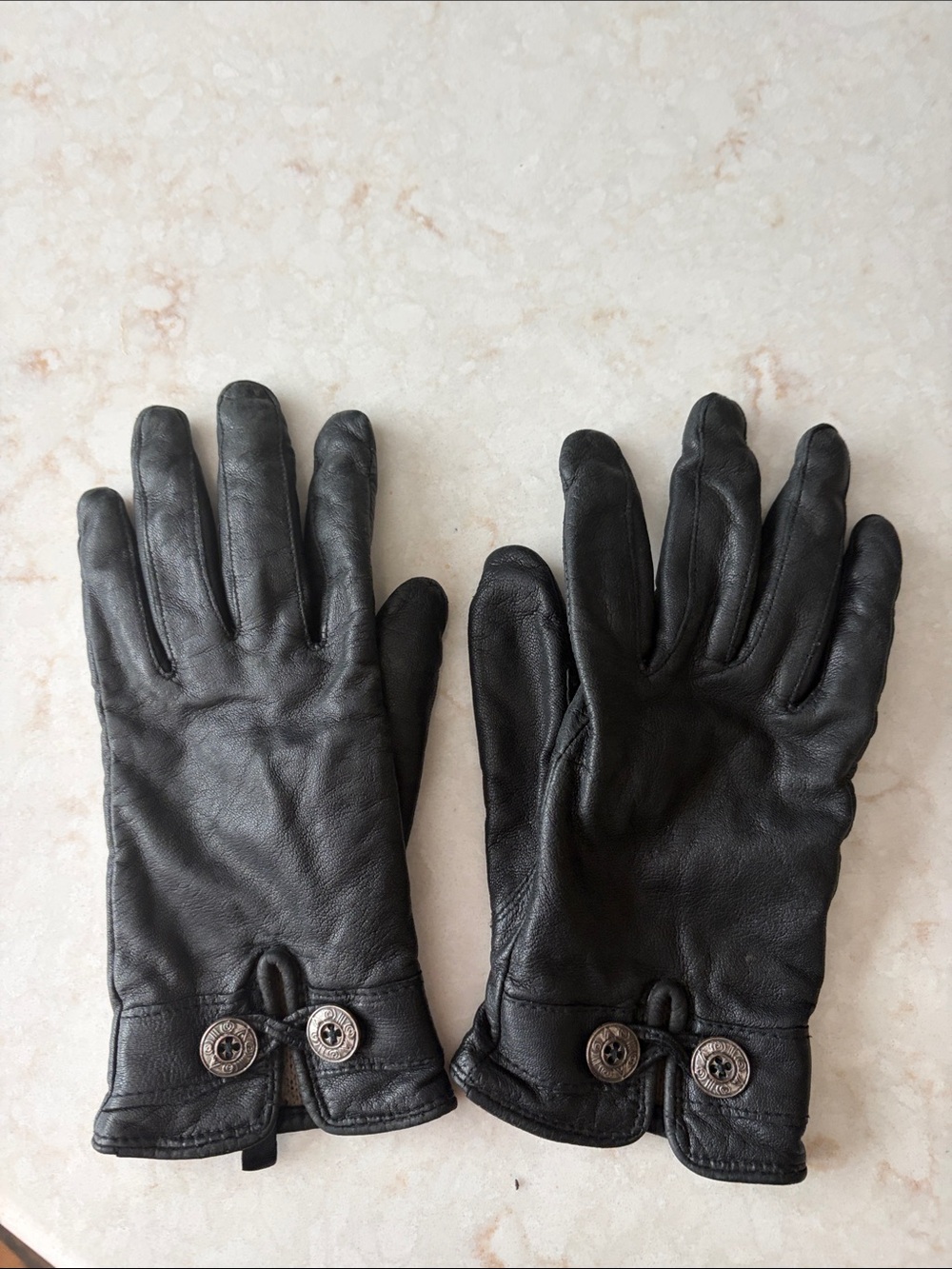 Vintage Leather Womens Black Gloves Sz. Med. Streetwear Biker Goth ALT Driving